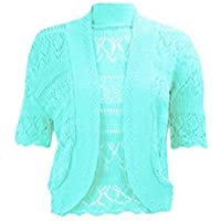 Cárdigan de manga corta para mujer- de punto de ganchillo- de Bolero- para mujer